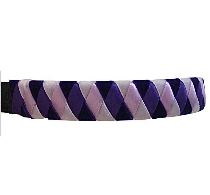 Purple equestrian accessory: ribbon browband with intricate diamond detailing