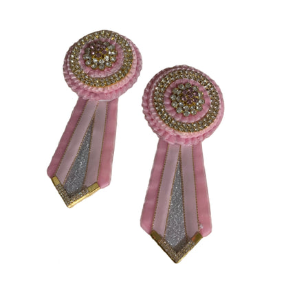 Set of stylish pink rosettes with easy-to-remove adhesive backing, crafted by L'Equino Essentials