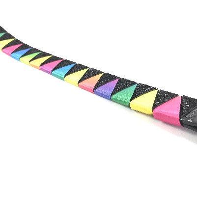 Handcrafted equine browband with a spectrum of colors in ribbon design