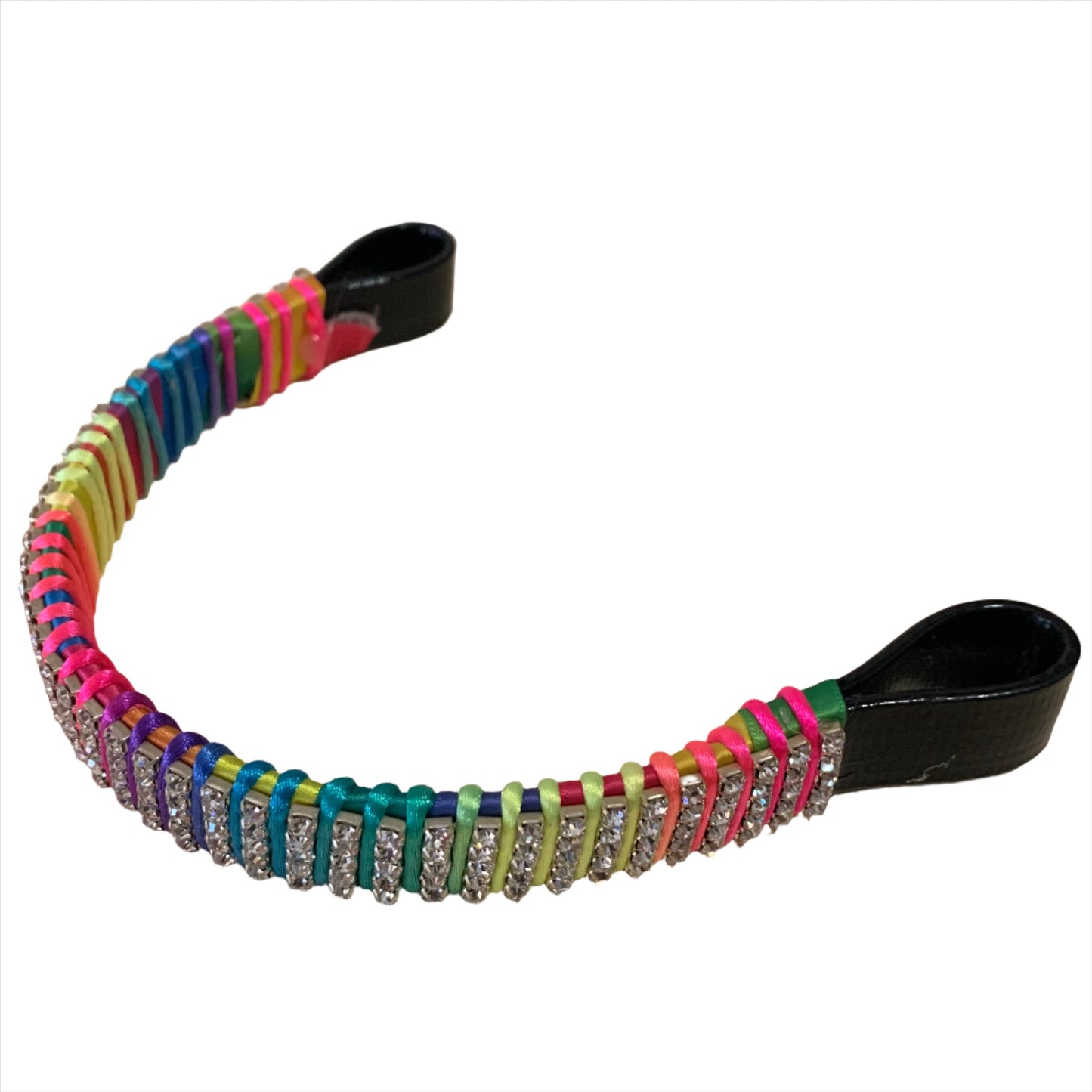 High-quality satin browband with multi-colored crystals for an elegant look