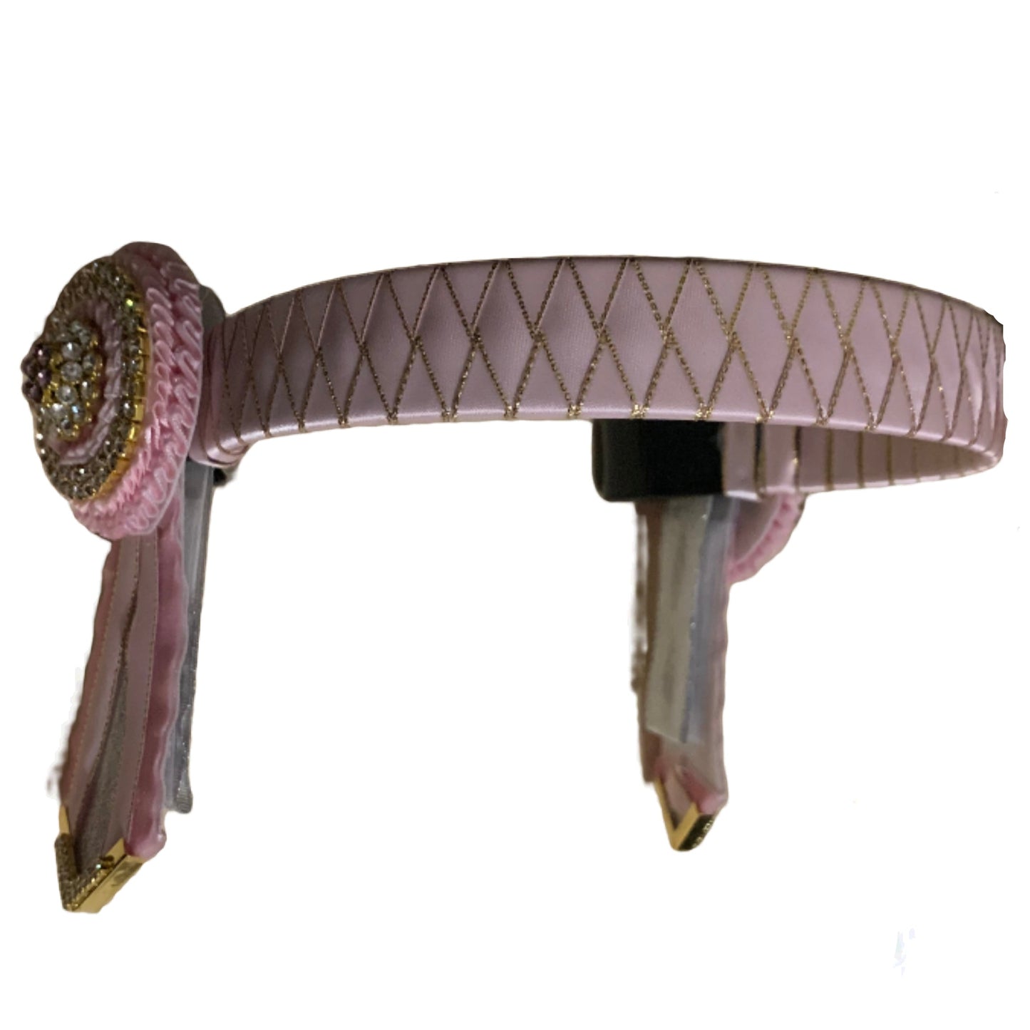 L'Equino Essentials show browband with a luxurious diamond pattern and subtle crystal embellishments