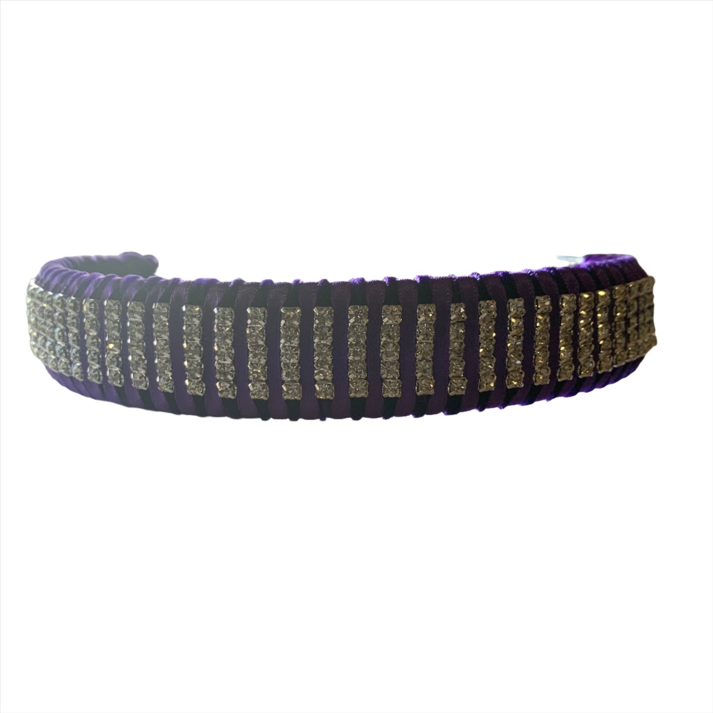 Luxurious Velvet Browband with Intricately Designed Crystal Pattern, Handcrafted for Premium Horse Tack