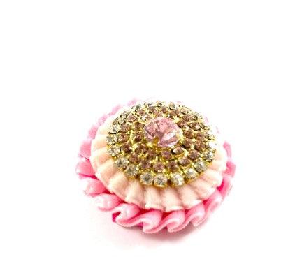 Pink Crystal Lapel Pin Top View - L'Equino Essentials